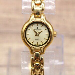 J.B Champion Watch Womens Gold Tone Stainless Steel Classic Gold Quartz Dial